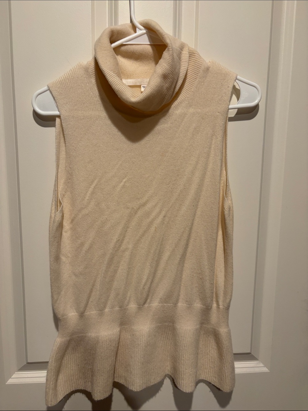 Veronica Beard Sleeveless Cowl Neck Sweater in Cream